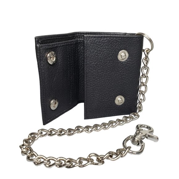 Men's RFID Signal Blocking Motorcycle Wallet with Chain Black - Picture 10 of 12